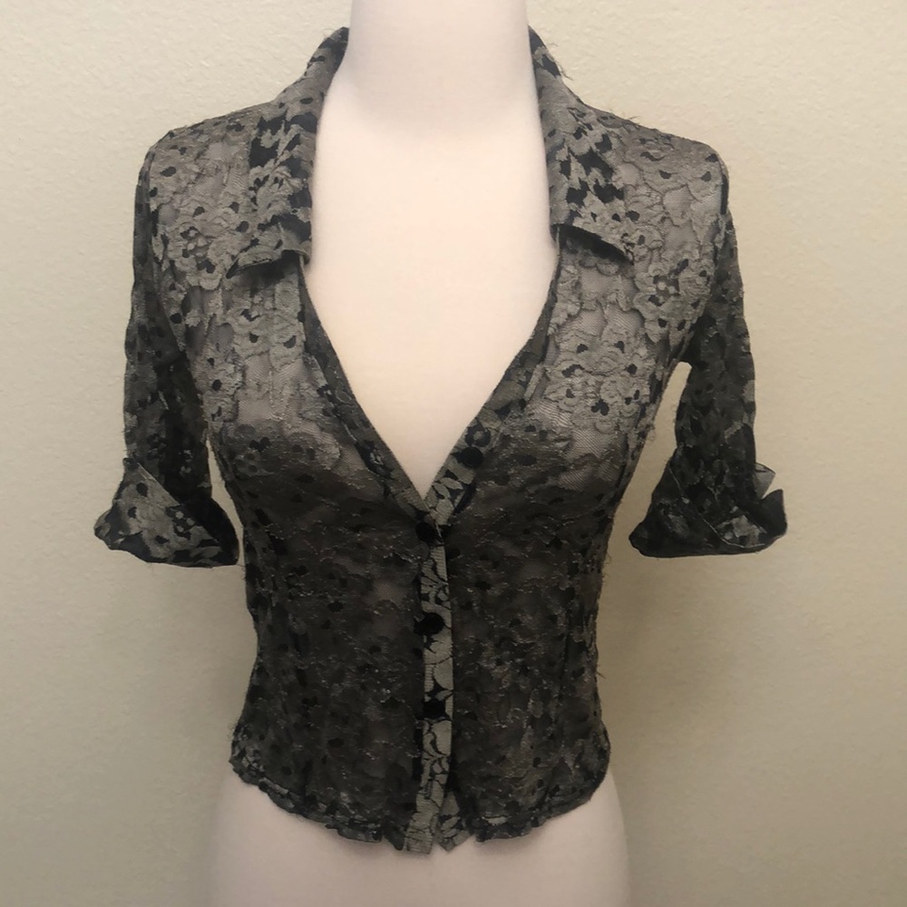 Gold and Black Lace 3/4 Sleeve